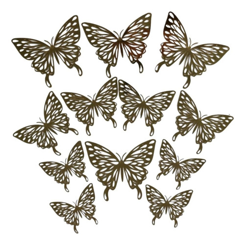 Mariposas Decorativas 3d Pack 12 - Doradas