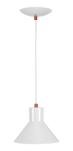 Lustre Pendente Tenesse De Alumínio Branco Com Cobre