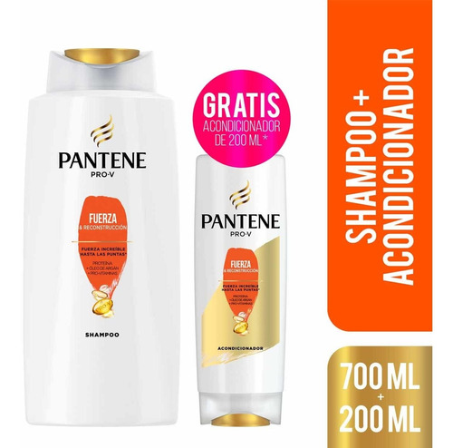 Shampoo Pantene Fuerza Y Reconstrucción 700ml + Acondicionador De 200ml