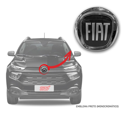 Emblema Grade Dianteira Black Fiat Toro 2.4 16v 2020 Genuíno