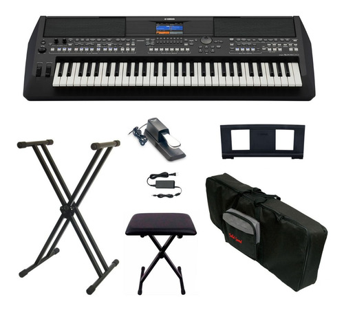 Kit Teclado Arranjador Yamaha Psr-sx600 Banco +acessórios