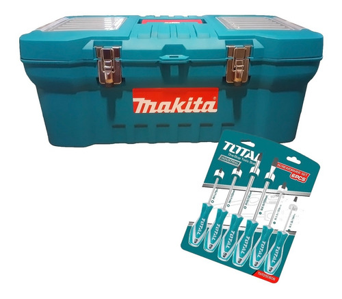 Caja De Herramientas Makita 24'' + Set Destornilladores X6