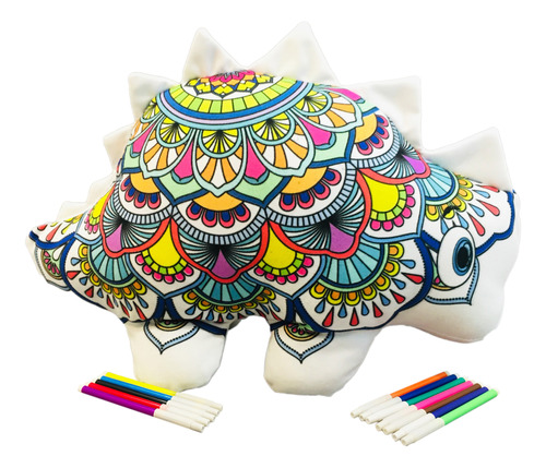 Estegosaurio  Dinosaurio Mandala 3d Peluche Colorear Lavable