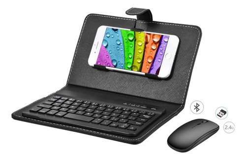 Carcasa Teclado Bluetooth Ratón Para Celular 4.5-6.8 Pulgad