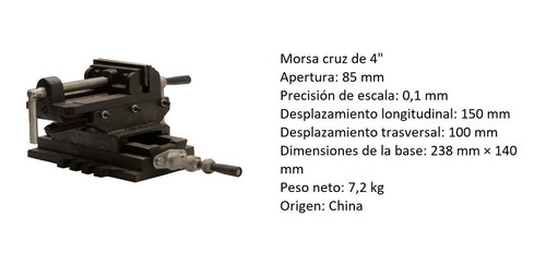 Imagen 4 de 5 de Morsa Plana En Cruz 4 Apertura 85mm Taladro De Banco Barovo