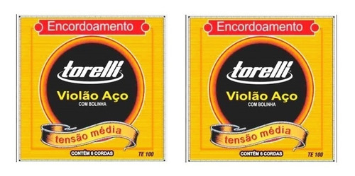 Jogo De Cordas Encordoamento Violão Aço Torelli Kit Com 2