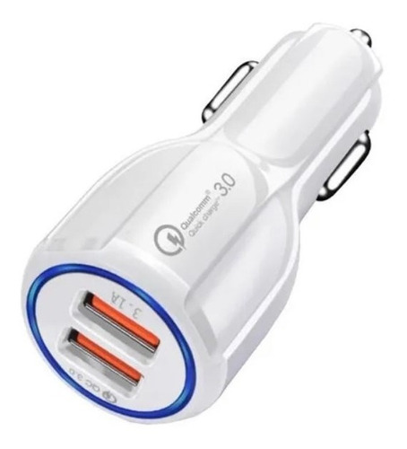 Cargador Auto Doble Usb 12v-24v Carga Rápida 3.0 Blanco