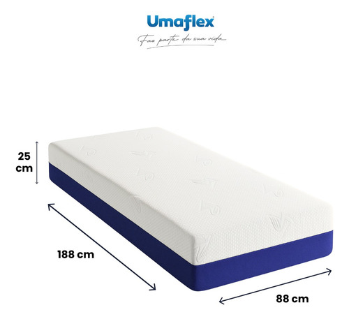 Colchão A Vacuo Umaflex Espuma Tradição Solteiro 88x188x25cm