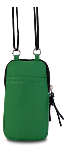 Bandolera Para Celular Bolsillo Frontal Dama Lincolns Color Verde Diseño De La Tela Liso