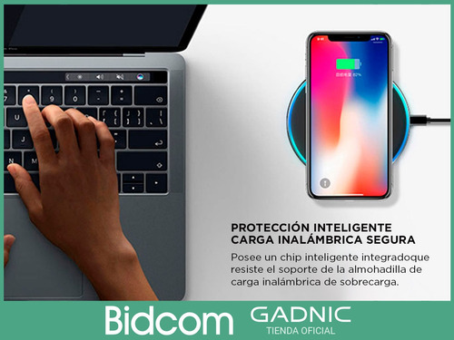 Cargador Inalámbrico 15w Carga Rápida Gadnic Portátil Usb C