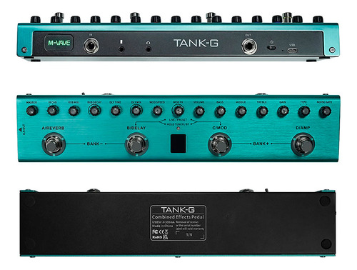 Pedaleira para Guitarra M-vave Tank G cor azul-turquesa