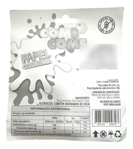 Comecome Papel Comestivel Com 2 Caneta Com Doce Doceneta