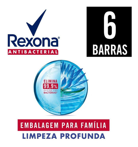 Pack Sabonete Em Barra Antibact Rexona Limpeza Profunda 6 Un