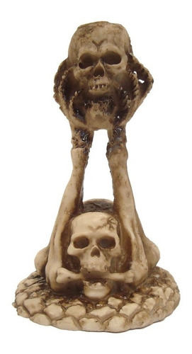 Castiçal Caveira Crânio Skull Halloween Decorativo Resina