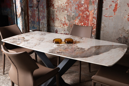 Juego De Comedor Mesa Rectangular 90x180 Silla Cuero Café Color Marrón Claro Diseño De La Tela De Las Sillas Liso