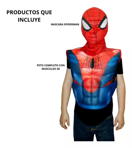 Disfraz Spiderman Musculos 3d Peto Con Capa Y Mascara Fantasy Ruz