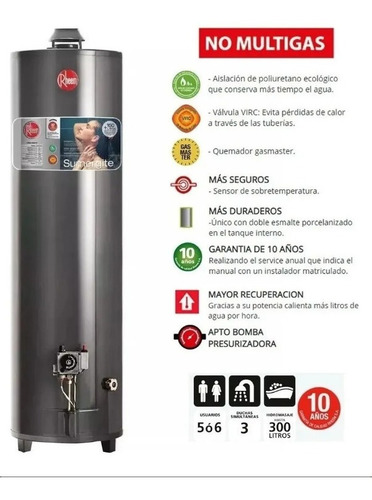 Imagen 2 de 3 de Termotanque Rheem Alta Potencia 160 Lts Apg160nrh07 Gas !