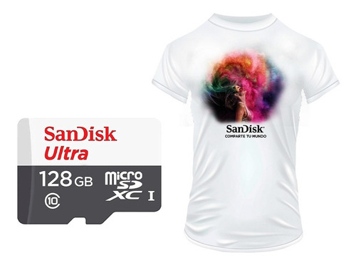 Imagen 1 de 3 de Tarjeta De Memoria Sandisk Ultra 128gb Micro Sd + Remera