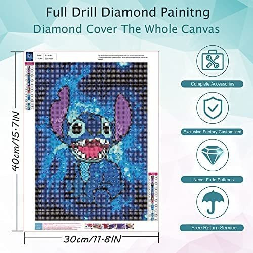 Imagen 2 de 7 de Pintura De Diamantes 5d Diseño Stitch U