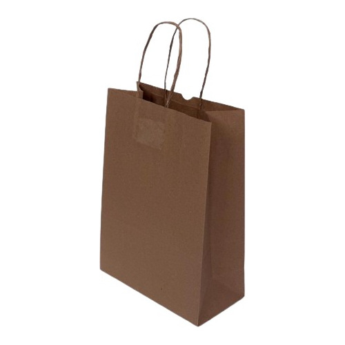 50 Sacola Kraft Média Com Alça 24x9x18 Presente Embalagem
