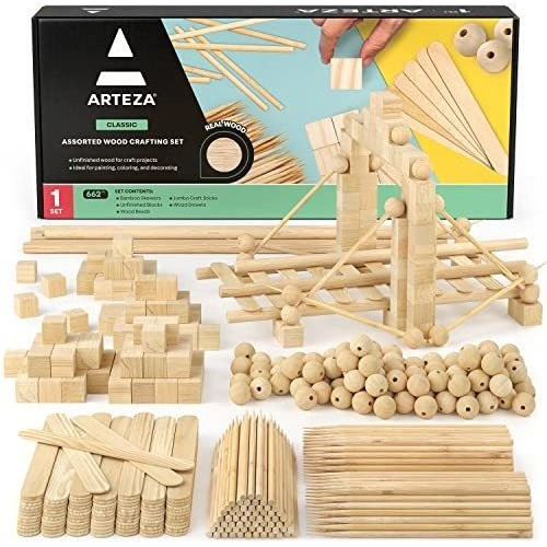 Figuras De Madera Bambu Canicas Cubas Brochetas Para Pintar