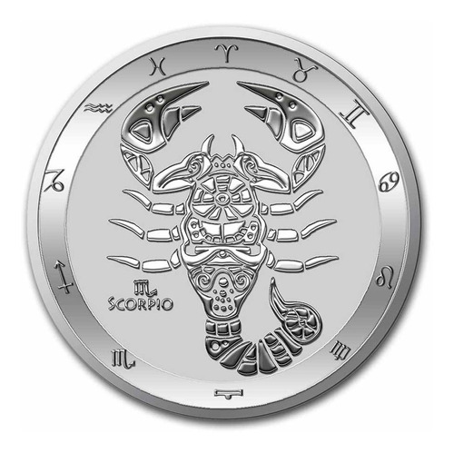 Moneda Plata Pura Zodiaco Escorpio Tokelau Onza Troya Ringkg