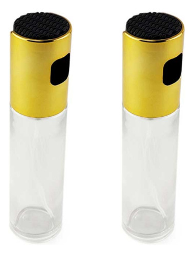 Kit 2 Spray Pulverizador Dosador Frasco Vidro Vinagre Azeite Cor Dourado