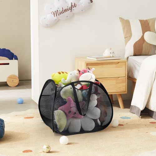 Cesta Plegable De Malla Con Asas Fuertes Y Bolsillos Lateral