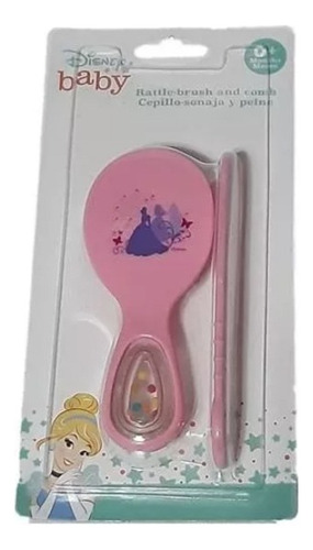 Cepillo Y Peine Con Sonaja Para Bebés Disney Baby Princesas Color Rosa