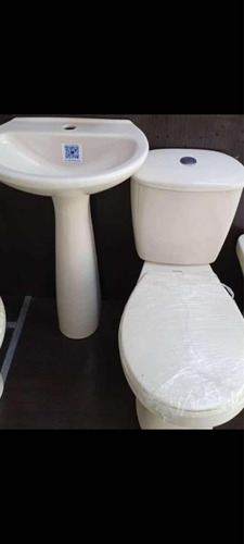 Combo Wc Y Lavamanos Con Pedestal Blanco Importado 