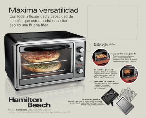 Horno Convención Hamilton Beach Rostizador 28ltrs Nuevo