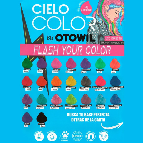 Otowil Cielo Color Kit X12 Tintura Crema Fantasía Vegana 50g