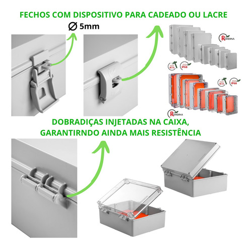 Caixa De Passagem Sobrepor 130x90x70mm Cinza Standard Ip68
