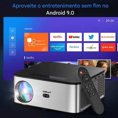 Projetor Horlat 26000 Lúmens 8k Android Foco Automatico
