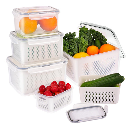 Moretoes 5 Recipientes De Frutas Para Refrigerador, Recipien