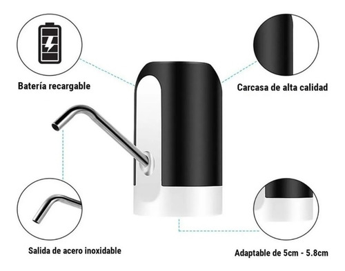 Bomba Dispenser De Agua De Bidon Usb Recargable 20 Litros