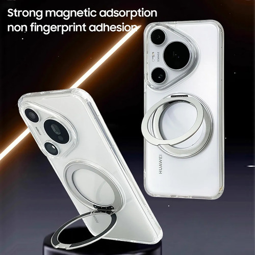 Funda Transparente Para Huawei Pura 70 Suporte Magnético,compatible With Magsafe,kit Mica Pantalla Mica Cámara Hd,magnetic Carbon Fiber Case