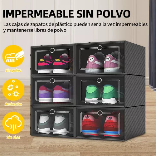Cajas De Plástico Para Organizar Zapatos Color Negro 12 Pzas