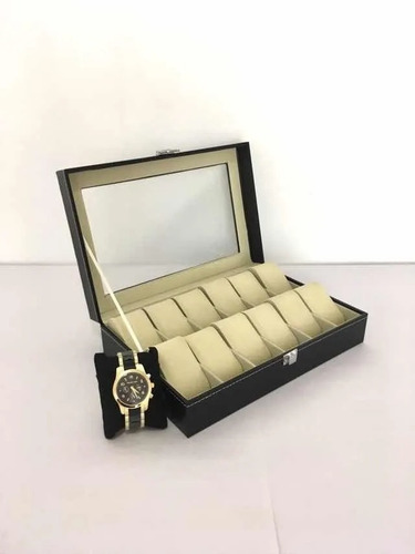 Imagen 2 de 3 de Caja Porta Reloj De 12 Unidades Organizador Elegante Relojes