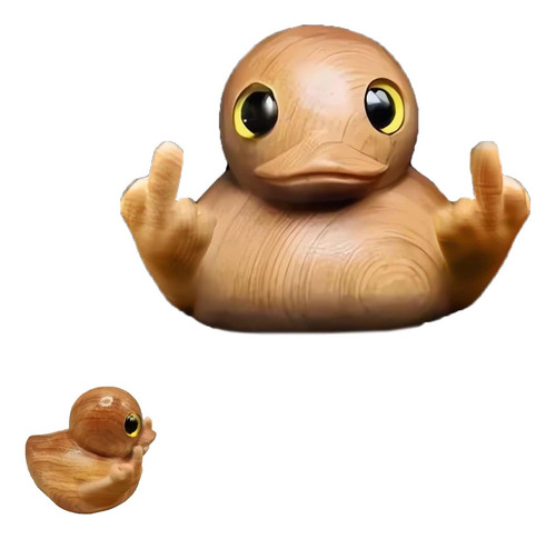 Divertido Pato De Dedo Medio Hecho A Mano De Madera