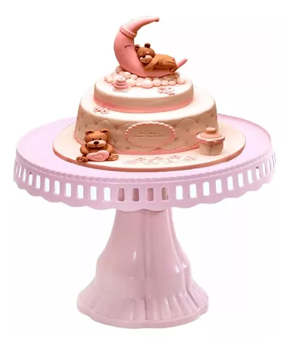 Porta torta con pedestal Rosado 30 cm - Ou Chile