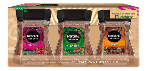 Nescafé Reserva Variedad De Sabores 3 Frascos De 50 G. C/u.