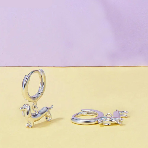 Aretes Arracadas Perro Perrito Salchicha 100% Plata S925