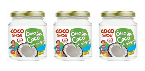 Imagem 1 de 1 de Coco Show Óleo De Coco Extra Virgem 200ml (kit C/03)