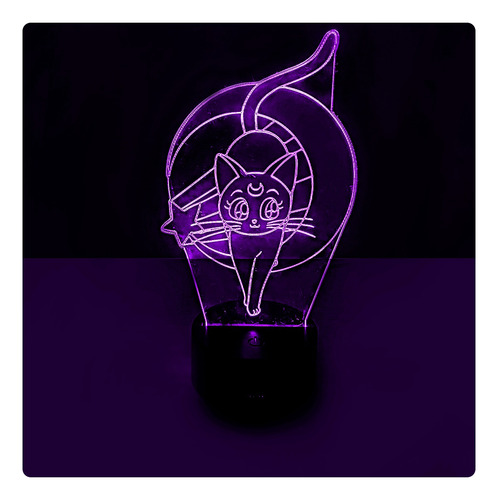 Luna Sailor Moon Lámpara Base Negra Con App Synkitt