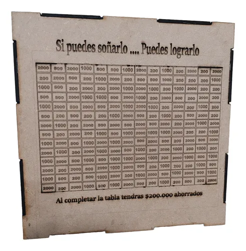 Alcancía Superarte Caja Con Plan De Ahorro 200mil Grabado Marrón Claro