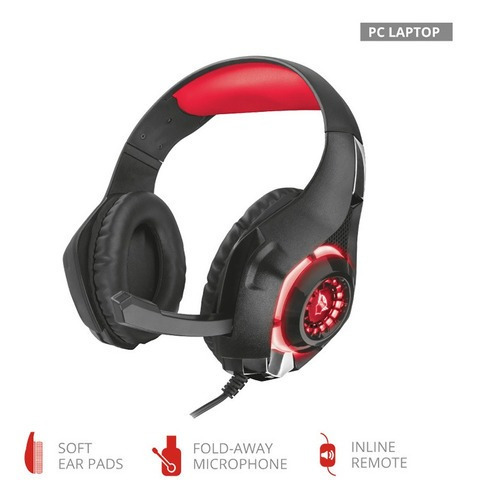 Audífonos gamer Trust GXT 313 Nero Iluminated con luz LED