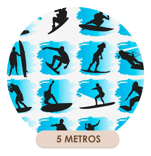 Papel De Parede Adesivo Surf Azul Surfista Azul 5m