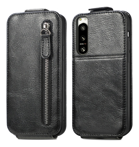 Funda Negra Tipo Cartera Con Tapa Vertical Para Sony Xperia