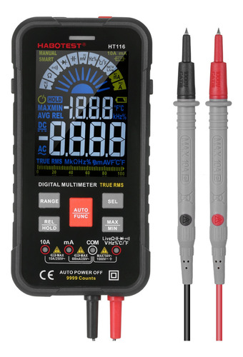 Multímetro Digital Habotest Ht116 9999 Cuenta Rms Verdaderos